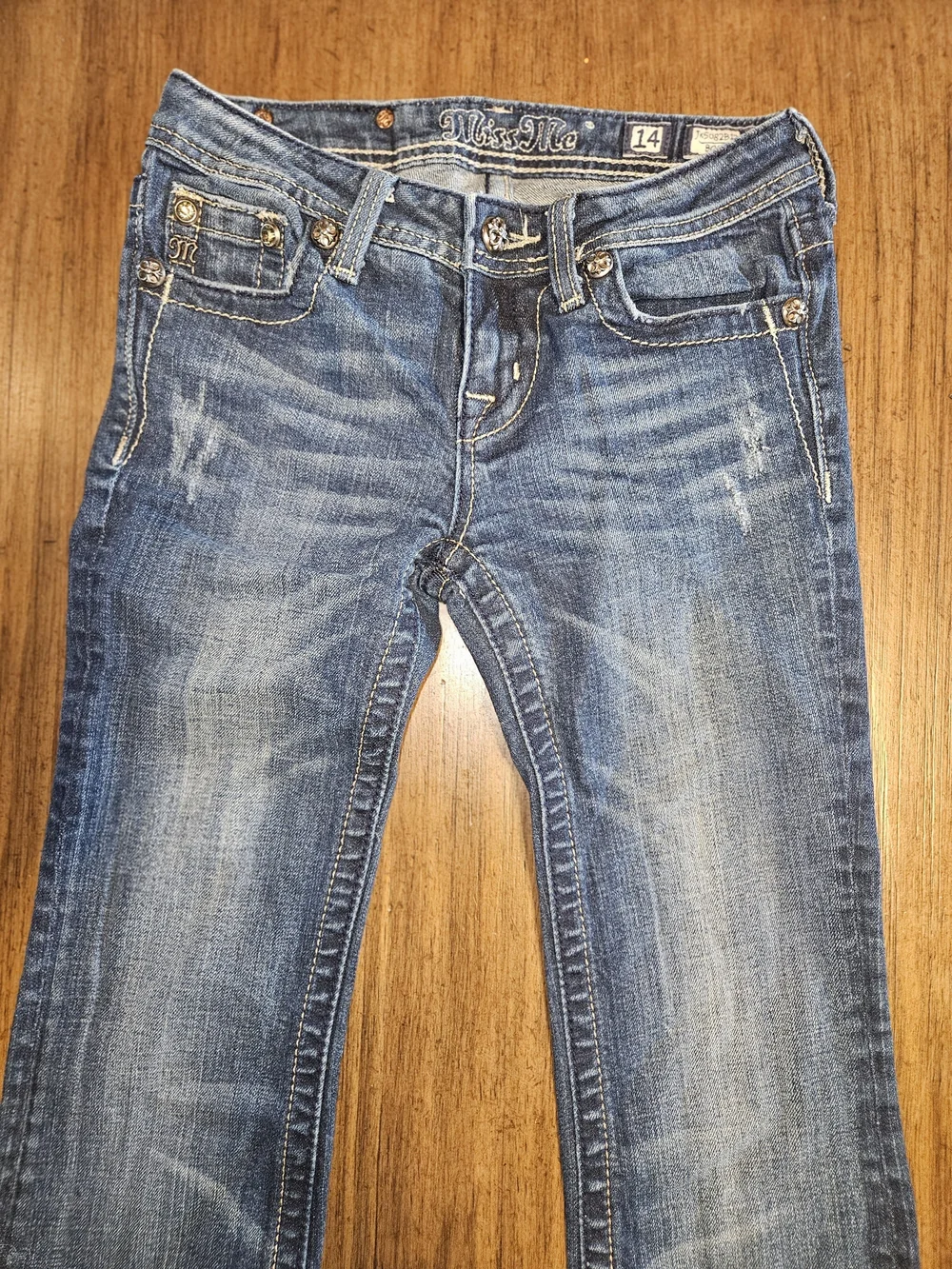 Miss Me Medium Blue Denim Jeans with Embroidered Wing Pockets